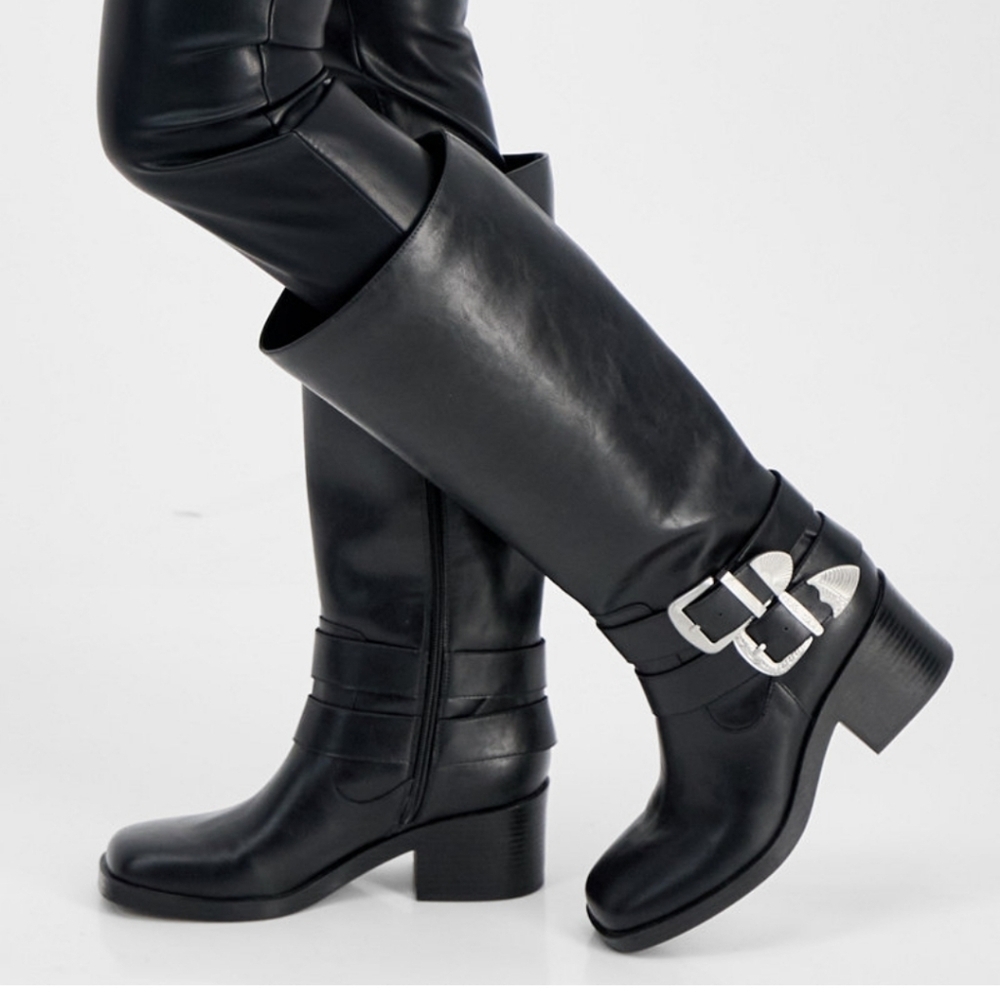 WILD PAIR NEW MOTO BOOTS BLACK - Picture 2 of 13